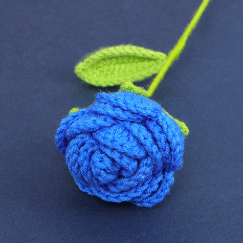 Blue Crochet Rose